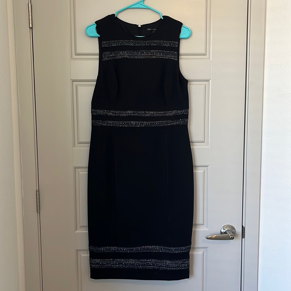 White House Black market business formal dress black straight high neck